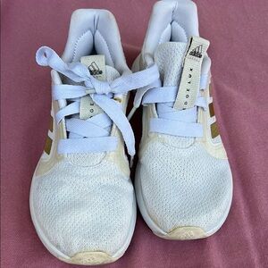 Adidas White and Gold‎ Sneakers with Mesh Upper